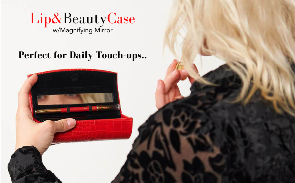 Portable Lipstick Case with Mirror for Purse